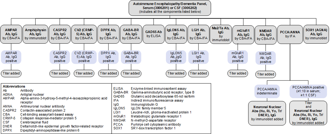 Reflex pattern for Autoimmune Encephalopathy/Dementia Panels